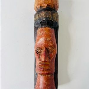 Wood Jamaican Folk Art Figure Tiki Rasta